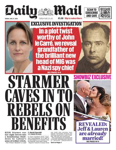 Daily Mail (UK) Newspaper Front Page for 27 June 2025