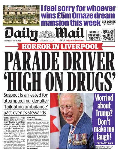 Daily Mail (UK) Newspaper Front Page for 28 May 2025
