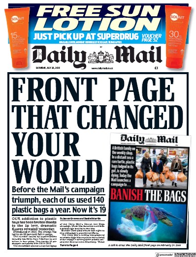 Daily Mail Newspaper Front Page for 28 July 2018