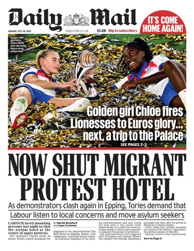 Daily Mail (UK) Newspaper Front Page for 28 July 2025
