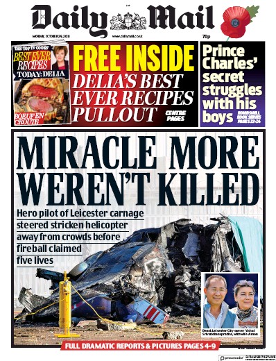 Daily Mail Newspaper Front Page for 29 October 2018