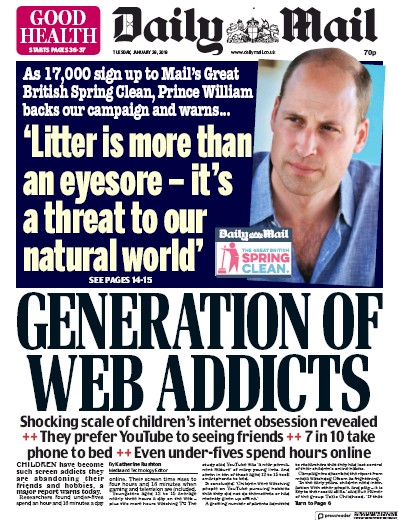 Daily Mail (UK) Newspaper Front Page for 29 January 2019
