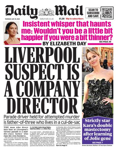 Daily Mail (UK) Newspaper Front Page for 29 May 2025