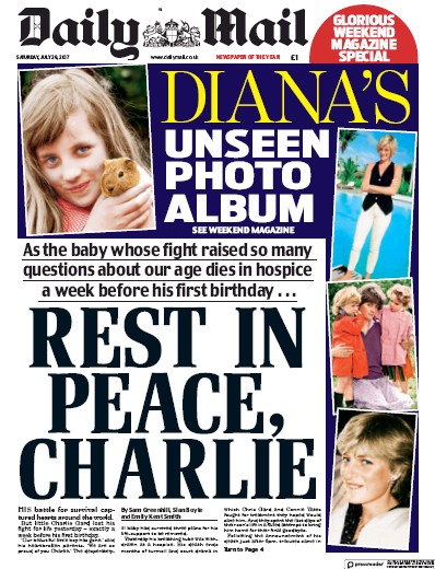 Daily Mail Newspaper Front Page for 29 July 2017