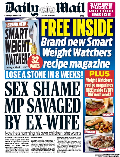 Daily Mail Newspaper Front Page for 2 January 2016