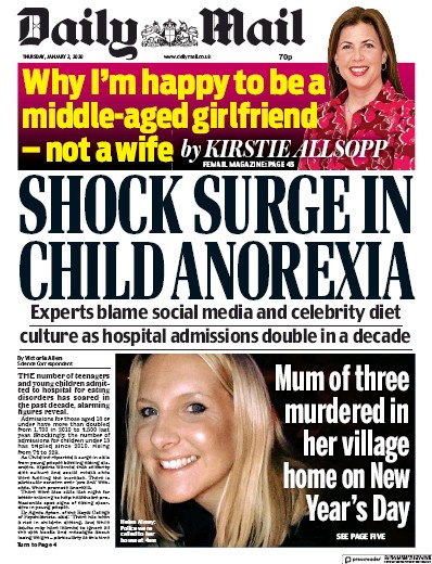 Daily Mail Newspaper Front Page for 2 January 2020