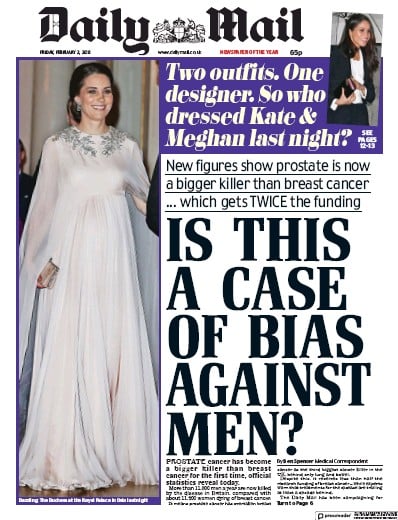 Daily Mail Newspaper Front Page for 2 February 2018