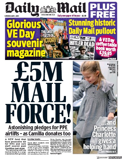 Daily Mail Newspaper Front Page for 2 May 2020