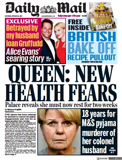 Daily Mail (UK) Newspaper Front Page for 30 October 2021
