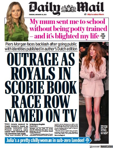 Daily Mail (UK) Newspaper Front Page for 30 November 2023