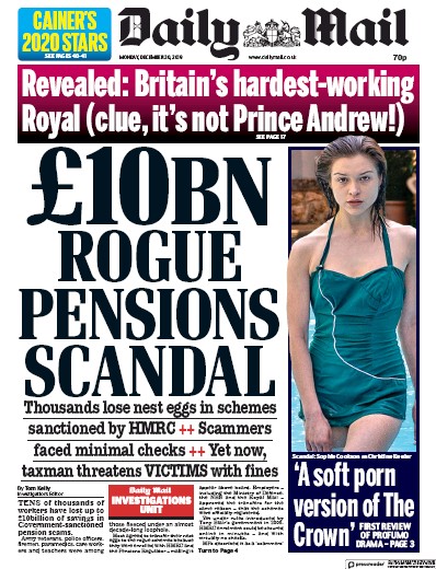 Daily Mail (UK) Newspaper Front Page for 30 December 2019