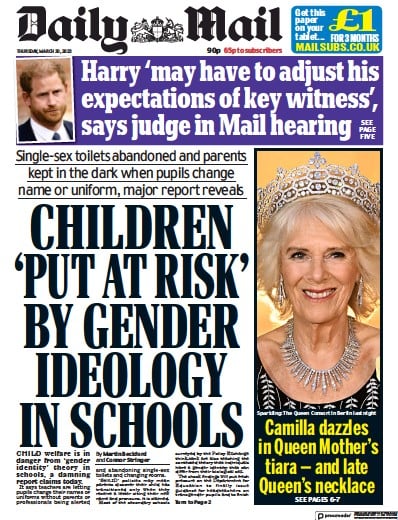 Daily Mail (UK) Newspaper Front Page for 30 March 2023