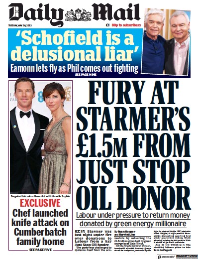 Daily Mail (UK) Newspaper Front Page for 30 May 2023