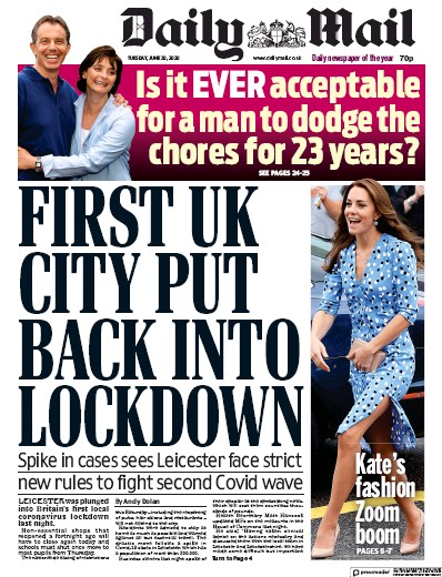 Daily Mail (UK) Newspaper Front Page for 30 June 2020