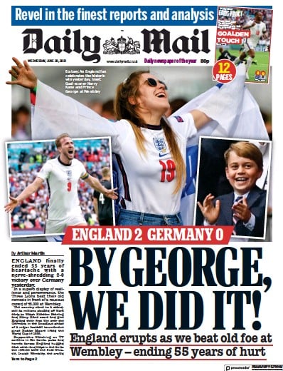Daily Mail (UK) Newspaper Front Page for 30 June 2021