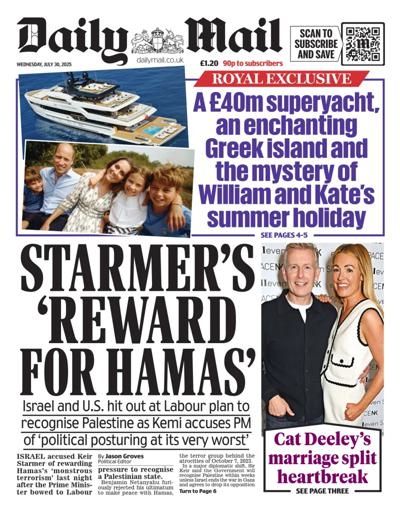 Daily Mail (UK) Newspaper Front Page for 30 July 2025