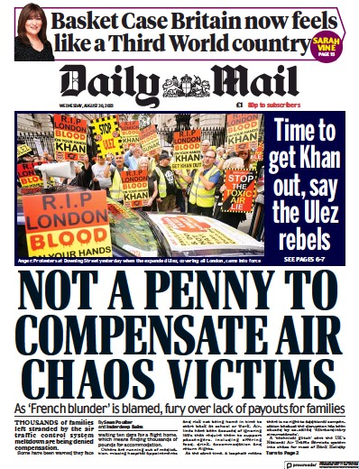 Daily Mail (UK) Newspaper Front Page for 30 August 2023