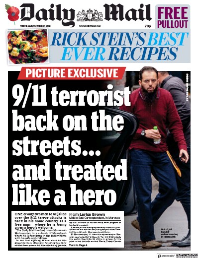 Daily Mail (UK) Newspaper Front Page for 31 October 2018