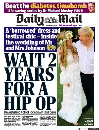Daily Mail Newspaper Front Page for 31 May 2021