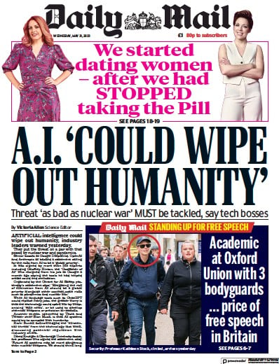 Daily Mail (UK) Newspaper Front Page for 31 May 2023