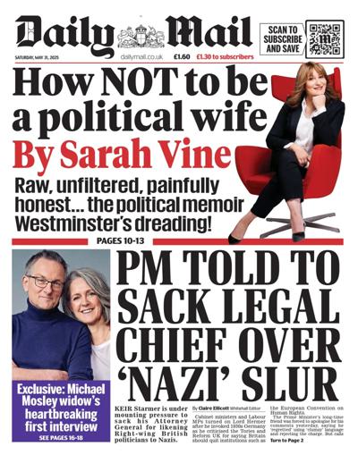 Daily Mail (UK) Newspaper Front Page for 31 May 2025