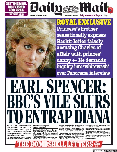 Daily Mail Newspaper Front Page for 3 November 2020