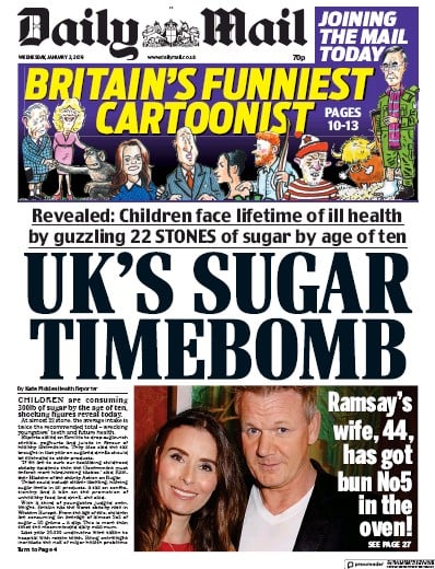 Daily Mail Newspaper Front Page for 3 January 2019