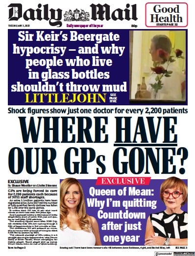 Daily Mail (UK) Newspaper Front Page for 3 May 2022