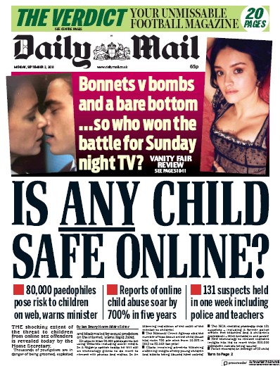 Daily Mail Newspaper Front Page for 3 September 2018