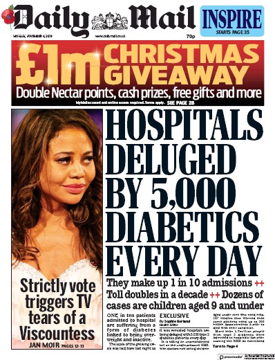 Daily Mail Newspaper Front Page for 4 November 2019