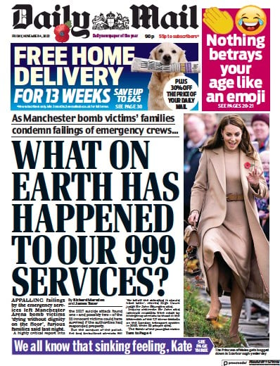 Daily Mail (UK) Newspaper Front Page for 4 November 2022