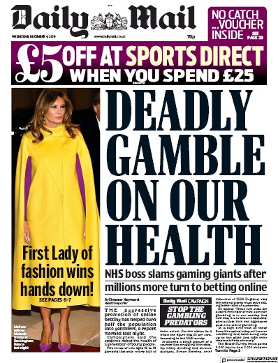 Daily Mail Newspaper Front Page for 4 December 2019