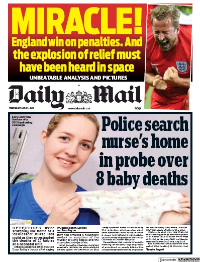 Daily Mail Newspaper Front Page for 4 July 2018
