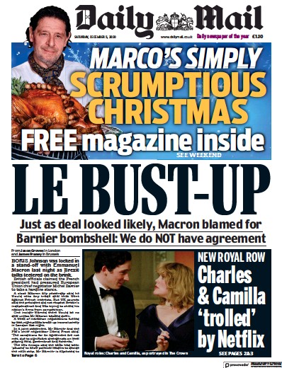 Daily Mail Newspaper Front Page for 5 December 2020