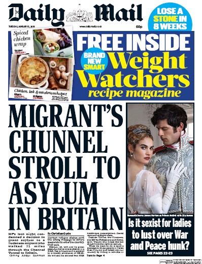 Daily Mail Newspaper Front Page for 5 January 2016