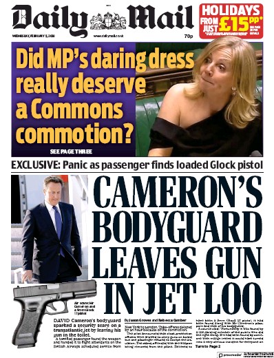 Daily Mail Newspaper Front Page for 5 February 2020