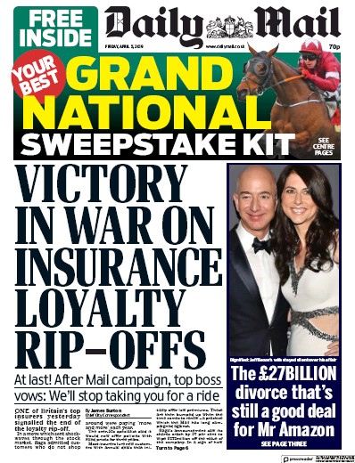 Daily Mail Newspaper Front Page for 5 April 2019