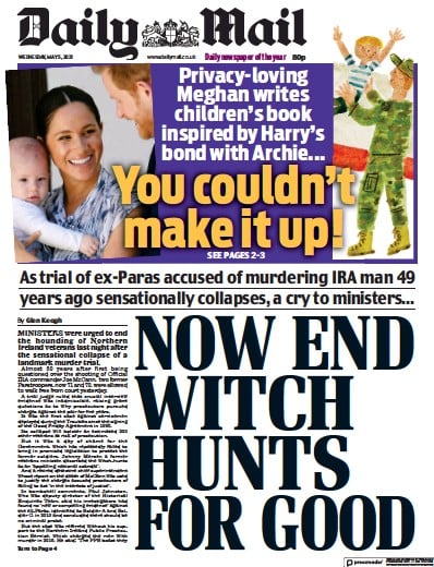Daily Mail Newspaper Front Page for 5 May 2021