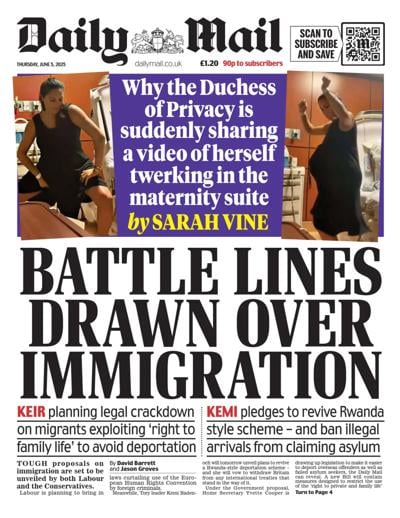 Daily Mail (UK) Newspaper Front Page for 5 June 2025