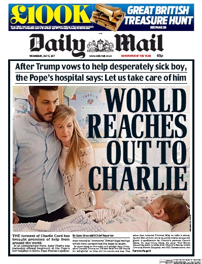 Daily Mail Newspaper Front Page for 5 July 2017