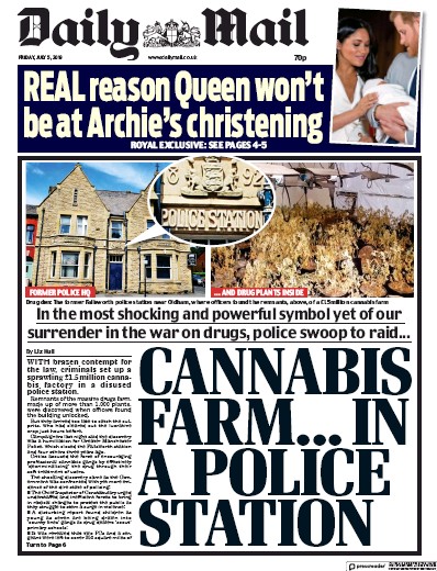 Daily Mail Newspaper Front Page for 5 July 2019