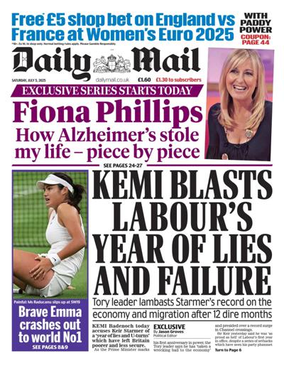Daily Mail (UK) Newspaper Front Page for 5 July 2025