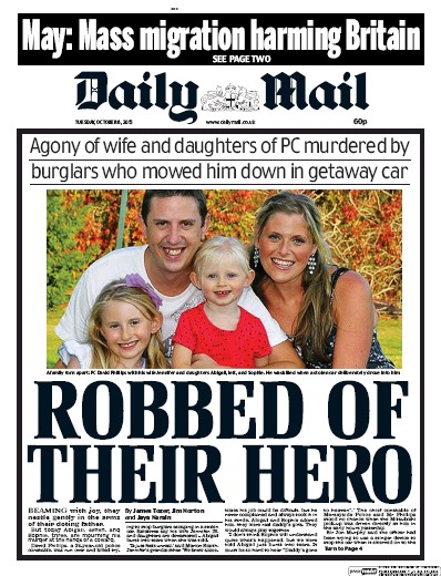 Daily Mail Newspaper Front Page for 6 October 2015