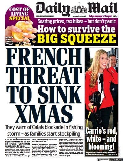 Daily Mail (UK) Newspaper Front Page for 6 October 2021