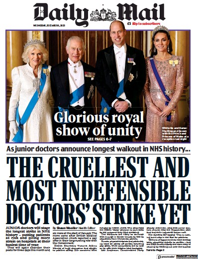 Daily Mail (UK) Newspaper Front Page for 6 December 2023