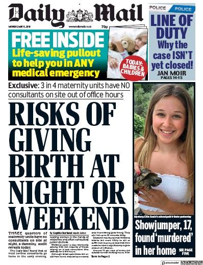 Daily Mail (UK) Newspaper Front Page for 6 May 2019