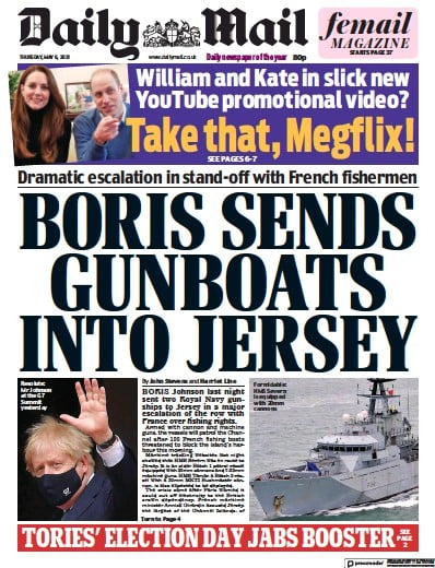 Daily Mail (UK) Newspaper Front Page for 6 May 2021