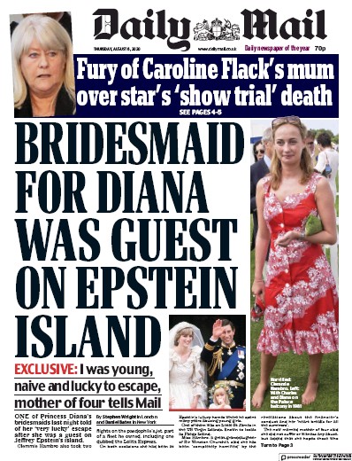 Daily Mail (UK) Newspaper Front Page for 6 August 2020