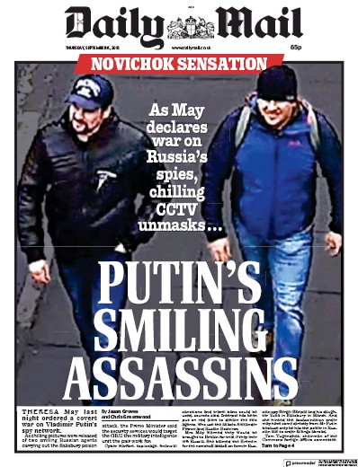 Daily Mail Newspaper Front Page for 6 September 2018
