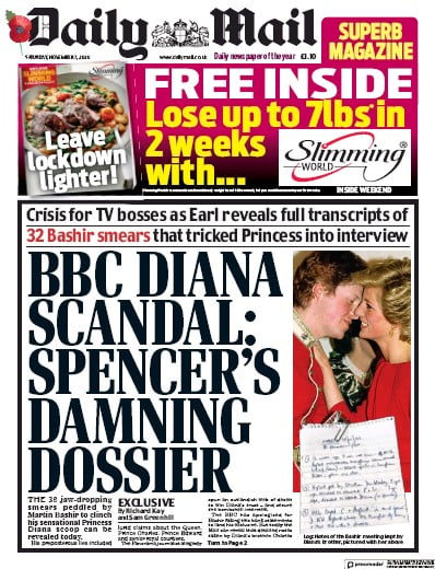 Daily Mail Newspaper Front Page for 7 November 2020